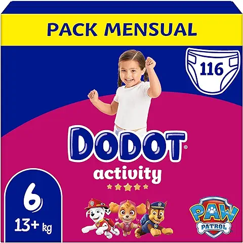 Dodot Pañales Bebé Activity Talla 6, 116 Pañales, 13kg+, Nuestro Nº1 en Absorción y Comodidad  