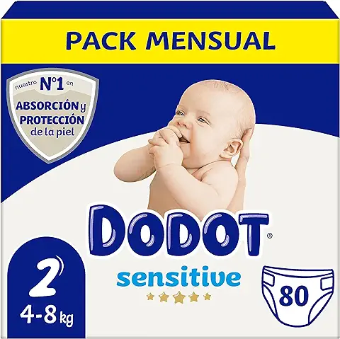 Dodot Pañales Bebé Sensitive Talla 2, 80 Pañales, [diapersNappyWeight], Nuestro n1 en Protección de la Piel  