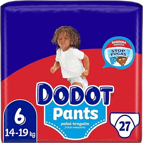 DODOT Pants Pañal-Braguita Talla 6, 27 Pañales, 15Kg+, Pañal-Braguita con Ajuste 360° Anti-Fugas  