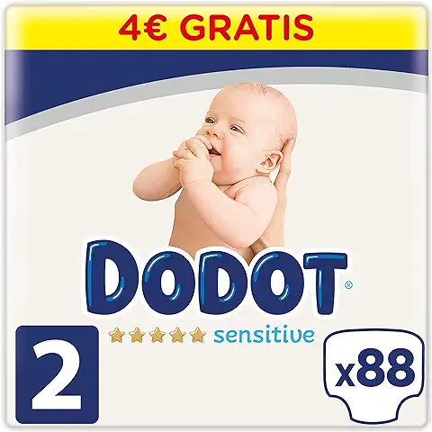 Dodot Sensitive Pañales, Blanco, Talla 2 (4 - 8 Kg), 88 Unidades  
