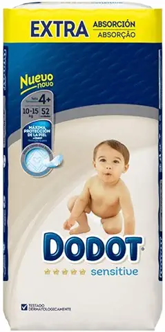 Dodot Sensitive Pañales Talla 4+, 52 Pañales - 10 - 15 kg  