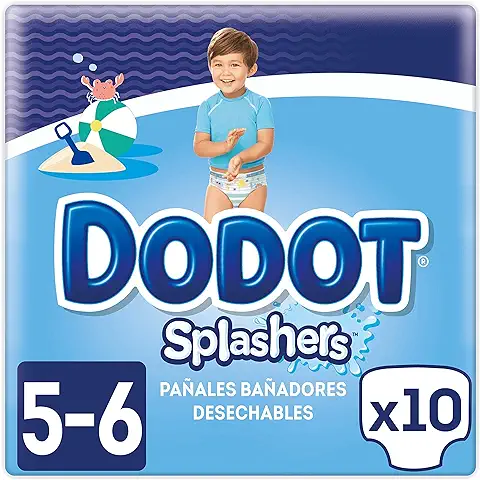 Dodot Splashers Pañales Bañadores Desechables, No se Hinchan y Fácil de Quitar, Talla 5, 14+ kg - 10 Unidades  