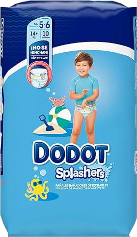 Dodot Splashers Pañales Bañadores Desechables, No se Hinchan y Fácil de Quitar, Talla 5 (14+ kg) - 4x10 Unidades  