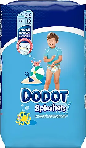 Dodot Splashers Pañales Bañadores Desechables, No se Hinchan y Fácil de Quitar, Talla 5 (14+ kg) - 4x10 Unidades  