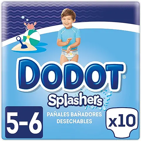 Dodot Splashers Talla 5, 10 Pañales Bañadores Desechables, 14+kg, No Se Hinchan Y Fácil de Quitar, 10 Unidad, 1  