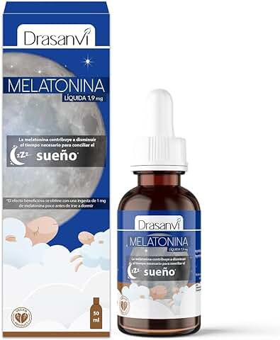 DRASANVI Melatonina Pura de 1,9 mg |Ayuda a Conciliar el Sueño| Potente Antioxidante| Ayuda en la Producción de la Hormona del Crecimiento (GH)| Rápida Absorción| Envase 50 ml= 31 Días| Sabor Limón  