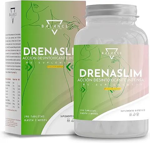 DRENASLIM® DETOX - 240 TABLETAS | Detox Adelgazante Potente | Drenantes Para Adelgazar | Eliminar Liquidos y Grasas Corporal | con Bromelina, Orthosiphon, Diente de León y Gymnema  