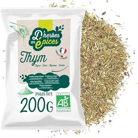 D'HERBES EN EPICES | Crujiente de Tomillo Ecológico 200g | Infusiones e Infusiones de Hierbas a Granel | Producto Organico Certificado  
