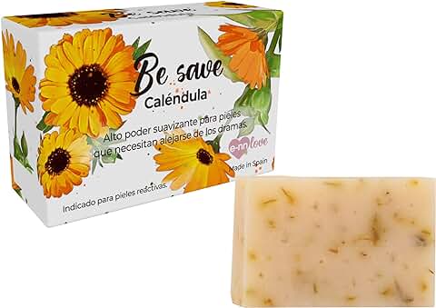 E-NN LOVE. Jabón Natural Vegano. Be Save. Caléndula. Antiinflamatorio y Cicatrizante. Extra Suavidad. 100g. Hecho En España.  