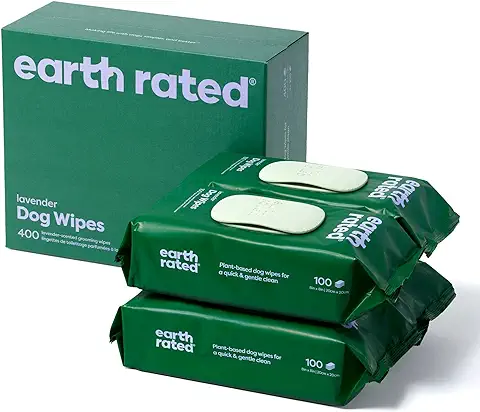 Earth Rated - Toallitas Húmedas para Perros a Base de Plantas, Toallitas Húmedas de Limpieza y Control de Olores para Patas, Cuerpo y Trasero de Cachorros y Perros Adultos - 400 Unidades  