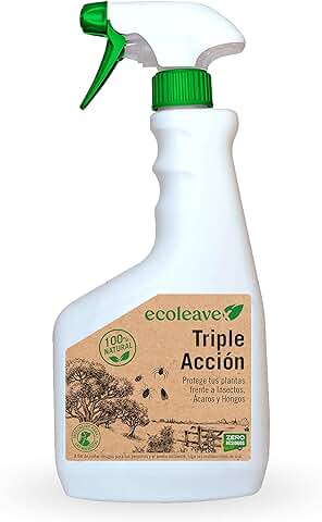 ECOLEAVEX Triple Acción, Protege tus Plantas Frente a Insectos, Acaros y Hongos, ECOLOGICO, 100% Natural y Residuo Zero. (Spray Pulverizador 750 ml.)  