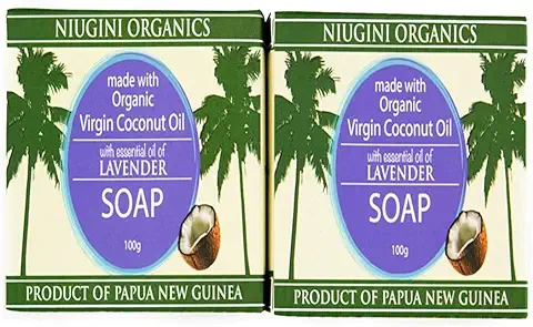 El Jabón Orgánico Más Puro Del Mundo | Hecha De Aceite De Coco 100% Orgánico | Jabón Orgánico Vegano | Comercio Justo | Producción Sostenible | Sin Aceite De Palma | Lavanda. 2 Barras x 100 Gramos