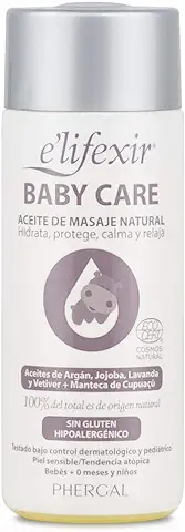 Elifexir Baby Care - Aceite Masaje Natural para Bebé, Hidrata Intensamente, Calma y Relaja, 100% Ingredientes Naturales, Uso Desde el Nacimiento, Apto Piel Sensible - 125ml  