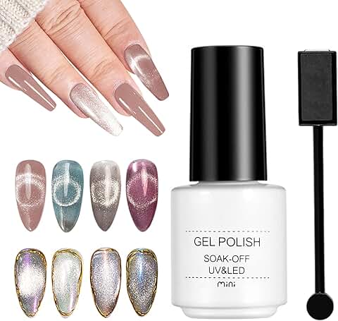 通用, Esmalte de Uñas Semipermanente Gel Uñas UV LED Ojo de Gato 9D Cat Magnético Gel Camaleón Color Esmalte de Gel Kit con Magnético Stick  