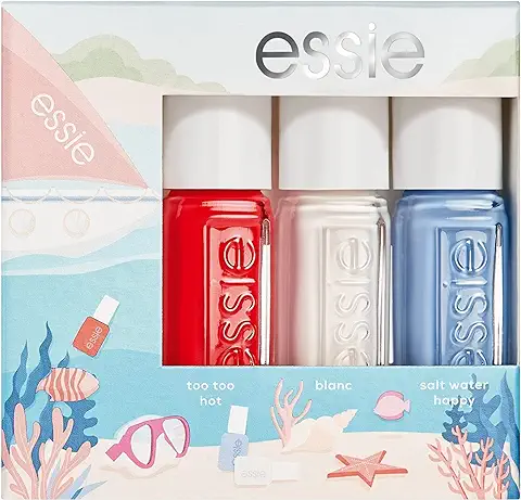 Essie Kit de Pintauñas Under the Sea, 3 Esmaltes de Uñas Tamaño Mini, Acabado Brillante y Larga Duración, Tonos: Under the Sea  