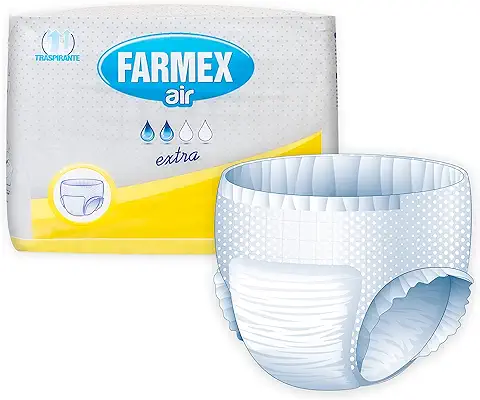Farmex - Pañales para Adultos - Pantalones Bragas Absorbencia EXTRA - TNT Super Absorbente, Sin Látex, Transpirable e Hipoalergénico - Delicado en la Piel - Talla L - 14 Piezas  