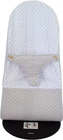 Funda para Hamaca BabyBjörn Balance Soft de Piqué - Hamaca BabyBjörn - Modelo Estrellas - Color Gris - Reversible - Funda de Hamaca - Handmade - Hecho en España - Nenel  