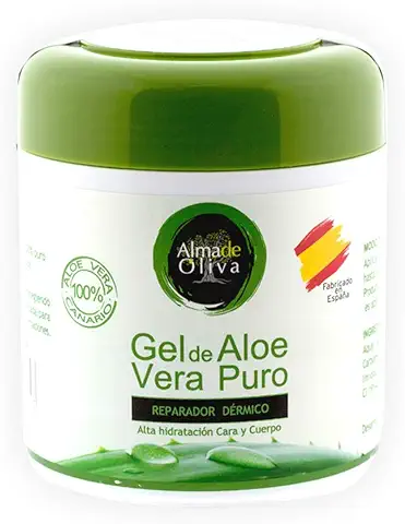 Gel Aloe vera 100% de Canarias crema hidratante natural 500 ml para la piel irritada por el depilado y afeitado/Quemaduras solares y picadura de insectos. Uso Facial y Corporal