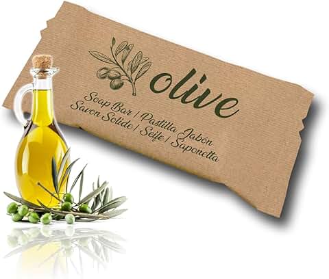 GPQ - Pastilla de Jabón OLIVE | 250 Und. x 8 Gr. | Vegan Biodegradable 98% Natural Origin | Amenities Hotel con Aceite de Oliva | Para Hotel, Casa Rural, Apartamento, Crucero, AirBnB | Fabr. España  