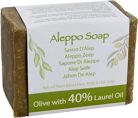 Green Bear Jabón Natural de Alepo Tradicional y Genuino, Hecho a mano con Aceite de Oliva y Aceite de Laurel al 40% 200g  
