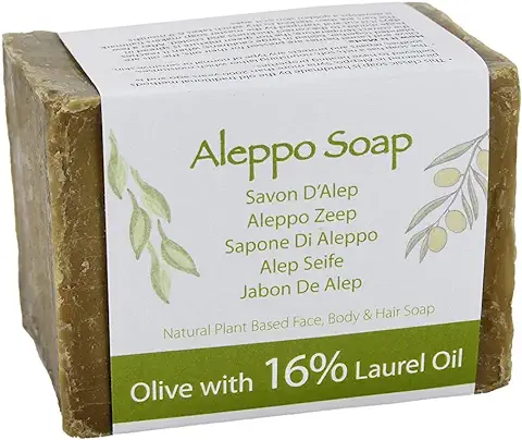 Green Bear Naturel Alep Savon (Aleppo) Traditionnellement Fabriqué à la main - Huiles D'olive et de Laurier 200 gm  
