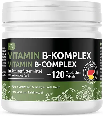 GreenPet Vitamin B Complex Perro 120 Tabletas - Proporciona Importantes Vitaminas B para Perros (B1, B2, B3, B5, B6, B9 y B12), Tabletas de Vitaminas con ácido Fólico, Hasta 4 Meses  