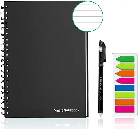 GUYUCOM Infinite Cuaderno Reutilizable Adaptadas para Escaneo a PDF Mediante APP Incluye Lápiz y Micro Paño Borrables para Borrar y Reutilizar el Portátil (A5)  