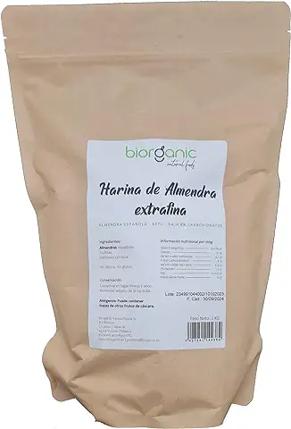 Harina de Almendra 1kg KETO, sin Gluten. Sin Piel. Origen España.100% Natural. Certificado sin MGOs. Molienda Fina. Marca Española.  