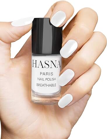 HASNA Paris - Esmalte de Uñas Halal - Amigable con el Medio Ambiente - Brillo y Permeable - Fácil de Aplicar - 6ml (BLANCO)  
