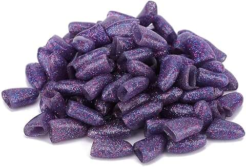 Hffheer Tapones de Uñas para Perros, 100 Tapas de Uñas Coloridas y Suaves para Mascotas, Control de Patas con Adhesivo y Aplicadores para Garras de Perro (violeta Cristal L)  