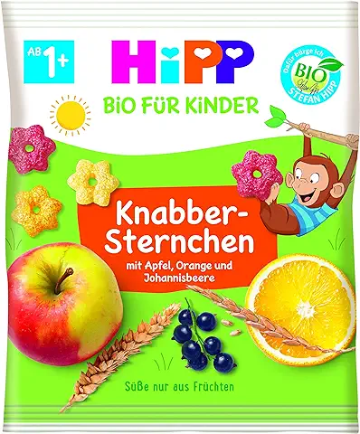 HiPP Biológico - Snack de Estrellitas con Frutas BIO - 30g - Manzana, Naranja, Grosella Negra - Naturalmente Dulce - Sin Azúcar Añadido - Apto A Partir de 12 Meses  