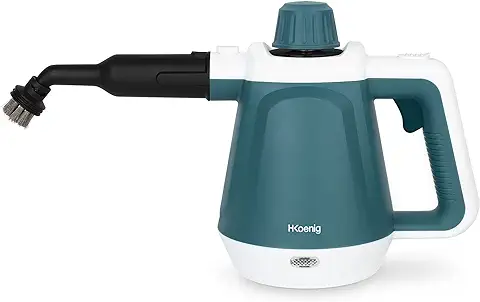 H.Koenig Limpiador de Vapor Manual NV680, Elimina el 99,99% de las Bacterias sin Productos Químicos, 3,5 bar, Vapor 40 G/min, Listo en 5 min, 13 Accesorios, Azulejos, Cocina, Baño, Ventanas, Tejidos  