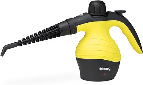 H.Koenig NV60 Limpiador A Vapor Compacto, Vaporeta 1000W, 4,2 Bares, Capacidad de Agua de 350 ml, Plástico, Amarillo  