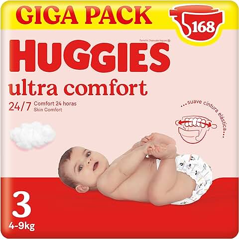 Huggies Ultra Comfort Pañal para Bebé con Disney Talla 3 (4-9 kg), 3 Packs x 56 Pañales, Total 168 Pañales  
