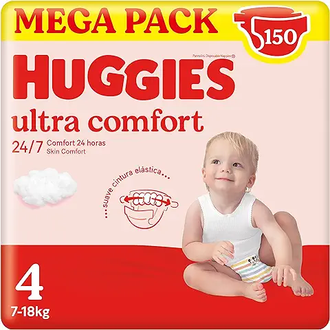 Huggies Ultra Comfort Pañal para Bebé con Disney Talla 4 (7-18 kg), 3 Packs x 50 Pañales, Total 150 Pañales  