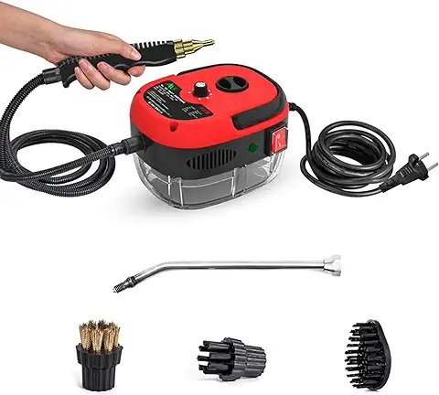Irishom Limpiador de Vapor de Alta Presión, 3 Bares, 2500 W, Depósito de Agua de 1000 ml, 100 Grados, 6 Velocidades Ajustables, con 3 Tipos de Cabezales de Cepillo, Utensilios de Cocina, Azulejos  