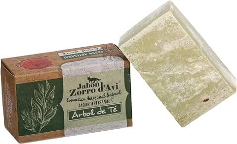 Jabón Zorro D’Avi | Jabón Natural Árbol de Té | 120 gr | Jabón Corporal para Pieles Grasas | Jabón Biodegradable Zero Waste | Repelente Anti-Piojos | Fabricado en España  