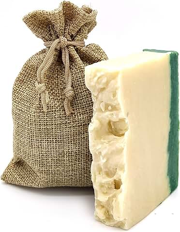 Jabon de Manos Natural Artesanal Antibacteriano. Pastilla Jabon Biodegradable Antibacterial, Ideal Acné cara y Manos. Con Bolsita de yute Ideal para Regalar (LECHE DE BURRA)  