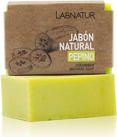 JABON NATURAL LABNATUR 100g PEPINO. 100% Vegano. Natural con Aceites Esenciales. Terapéuticos Cuidado Espinillas Repara e Hidrata Cara y Cuerpo.  