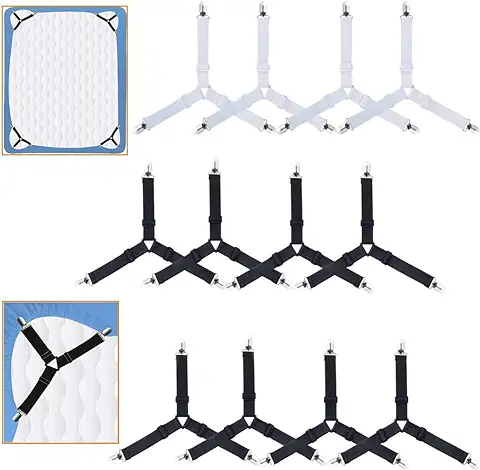JiaHome 12 Piezas Sujetadores de Hojas,Clips de Hoja, Elásticas Ajustables para Sábana Bajera Fundas de Colchón Sofá JiaHome 12 Piezas Sujetadores de Hojas,Clips de Hoja, Elásticas Ajustables para Sábana Bajera Fundas de Colchón Sofá