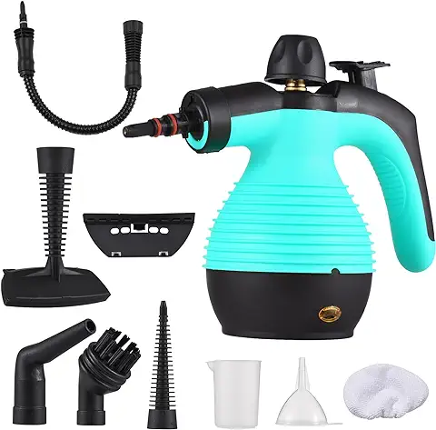 Kavolet Limpiador a Vapor de Mano, 1050 W, Limpiador de Vapor de Mano, Multifuncional, Depósito de agua de 350 ml, con 9 Accesorios para Cocina, Sofá, Baño, Ventana de Coche  