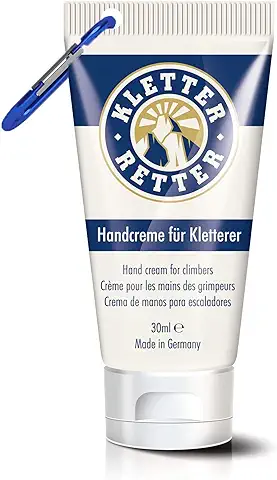 KletterRetter Crema de Manos para Escaladores y Boulders, 30 ml, con Pantenol, Aceite de Caléndula y Ectoína, se Absorbe Rápidamente y no se pega  