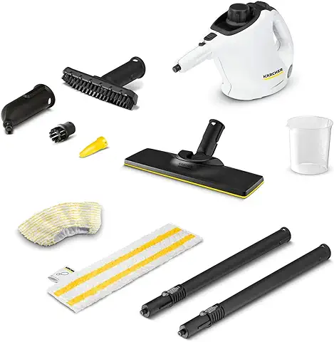 Kärcher Limpiadora de Vapor SC 1 EasyFix, Presión Vapor: 3 bar, Tiempo Calentamiento: 3 min, Potencia: 1200W, Rendimiento Superficie: 20 m², Depósito: 200ml, kit Limpieza EasyFix y Boquillas  