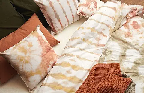 L1NK STUDIO Funda Nordica Cama 90/105 (180X220cm) 100% Algodón (Percal 200 Hilos) Estampacion Digital Tye Dye Melocoton  