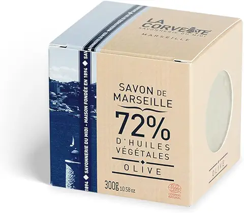 La Corvette - Cubo de Jabón de Marsella Oliva, Ecocert, caja de Cartón - 300g  