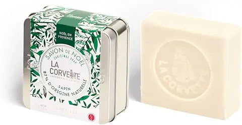 La Corvette, Jabón de Navidad ABETO y Jabonera - idea de Regalo - Fabricado en Marsella - 95% de Origen Natural  