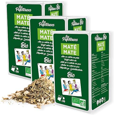 LES PAPOTEUSES | Infusiones mate bio | 60 Bolsitas | Cajas para Infusiones de 3 Confecciones de 20 Bolsitas | Certificado Orgánico  