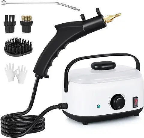 Limpiador a Vapor, Aoresac 2500W Vaporeta Limpieza Hogar Portátil de Mano 2L Tanque de Agua, con Cabezales de Cepillo Guantes para Muebles de Cocina, Baño y Coch, STEAM CLEANER-0001 (Blanco)  