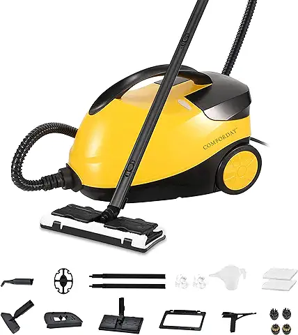 Limpiador de Vapor Multiusos Comforday de 2000 W con Accesorios de 17 Piezas, Vaporizador Doméstico con Tanque de 1,5 l y Cable de 9,8 Pies, Vaporizador para Limpiar Suelos, Cocina, Ventanas, Hornos  
