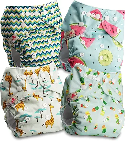 Littles and Bloomz - Pañal Reutilizable con Bolsillo para Bebé, Pañal de tela de Tamaño Estándar, 4 Pañales, FLP2-0401  